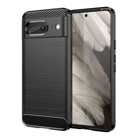 Протиударний чохол Brushed Texture Carbon Fiber на Google Pixel 8 - чорний
