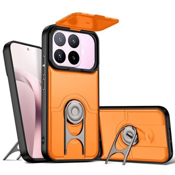 Противоударный чехол Escase со шторкой камеры и вращающимся держателем на Xiaomi 17T 5G — оранжевый