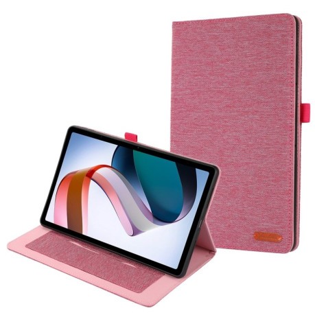 Чехол-книжка Fabric Leather для Xiaomi Redmi Pad SE - пурпурно-красный