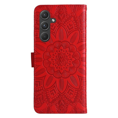 Чехол-книжка Embossed Sunflower для Samsung Galaxy A55 - красный
