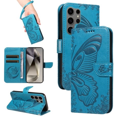 Чохол-книжка Swallowtail Butterfly Embossed Leather  для Samsung Galaxy S25 Ultra 5G - синій