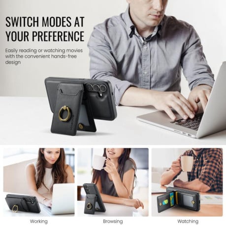 Чохол MAGKING K1 з MagSafe і кишенькою на карт + RFID на Samsung Galaxy S25 FE 5G - чорний