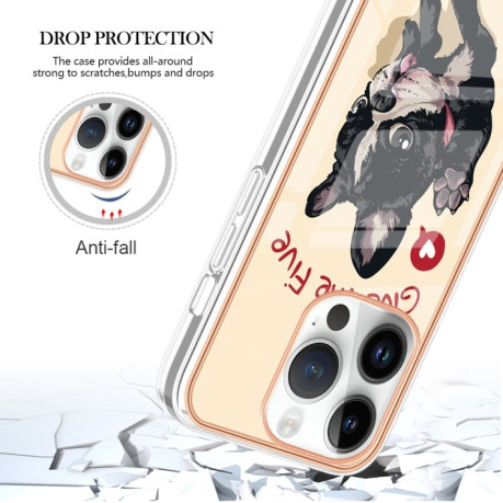 Противоударный чехол Electroplating IMD для iPhone 15 Pro Max 5G - Lucky Dog