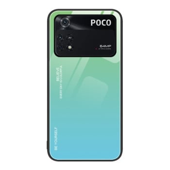 Стеклянный чехол Gradient Color на Xiaomi Poco M4 Pro 4G - зеленый
