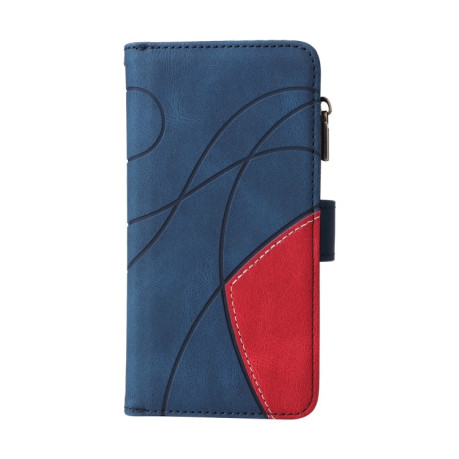 Чехол-книжка Dual-color 9 Card Slots Zipper Wallet Leather для Samsung Galaxy S25 Ultra 5G - синий