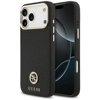 Оригинальный чехол Guess Grained Strass Logo с MagSafe на iPhone 17 Pro Max - black