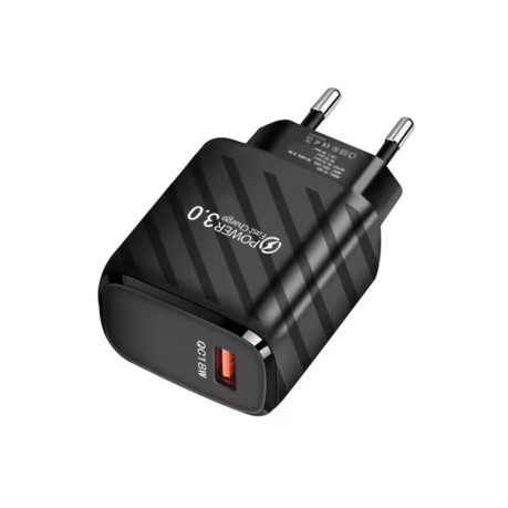 Зарядний пристрій TE-005 USB3 QC3 18W 3A Mobile Phone Fast Charger - чорний
