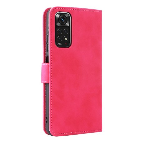 Чехол-книжка Solid Color Skin Feel на Xiaomi Redmi Note 11 4G Global / Note 11S - пурпурно-красный