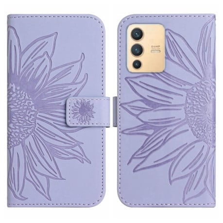 Чехол-книжка Skin Feel Sun Flower для Vivo V23 5G - фиолетовый