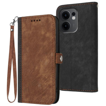 Чехол-книжка Side Buckle Double Fold Hand Strap Leather на OPPO Reno13 F/Reno13 FS - коричневый