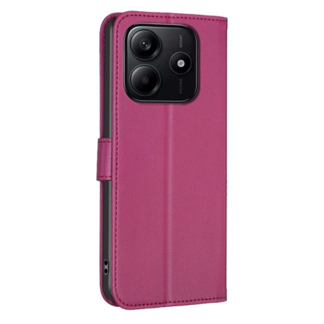 Чохол-книжка Four-leaf Clasp Embossed на Xiaomi Redmi Note 14 5G/Poco M7 Pro 5G - пурпурно-червоний