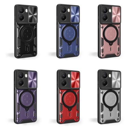 Протиударний чохол CD Texture Sliding Camshield Magnetic Holder для Xiaomi Poco X7 Pro 5G Global - сріблястий