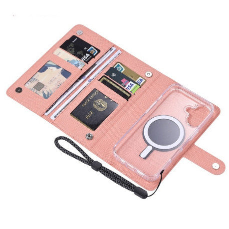 Чохол-книжка ViLi GHA-C Series RFID MagSafe Magnetic Flip Leather для iPhone 16 Pro Max - рожевий