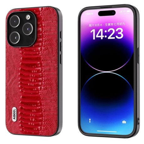 Шкіряний Чохол ABEEL Genuine Leather Weilai Series для iPhone 15 Pro Max - червоний