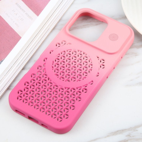 Протиударний чохол Gradient Color Honeycomb Aromatherapy MagSafe для iPhone 16 Pro - Pink+Rose Red