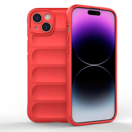 Силиконовый чехол Magic Flannel для iPhone 15 Plus - красный