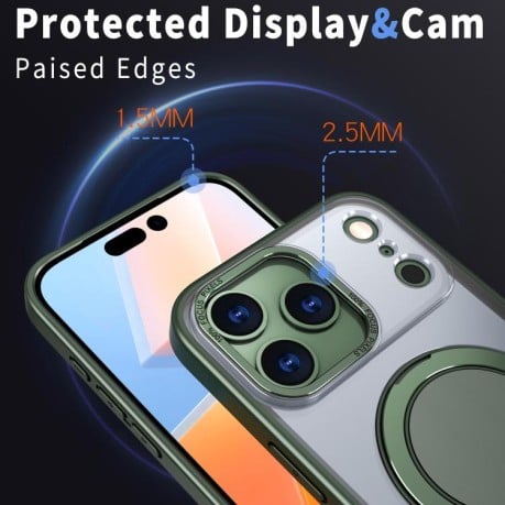 Чехол Kalebol с подставкой 360 и MagSafe на iPhone 17 Pro - зеленый