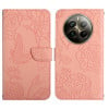 Чехол-книжка HT03 Skin Feel Butterfly Embossed для Realme 12+ - розовый