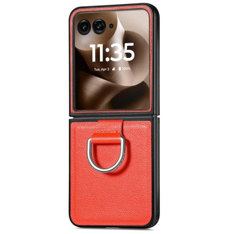 Противоударний чехол Litchi Texture на Motorola Razr 60 Ultra - оранжевий