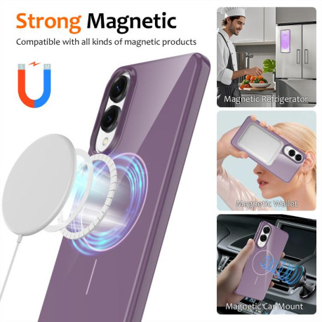 Протиударний чохол Glossy TPU Shockproof MagSafe для Samsung Galaxy S25 Edge 5G - фіолетовий