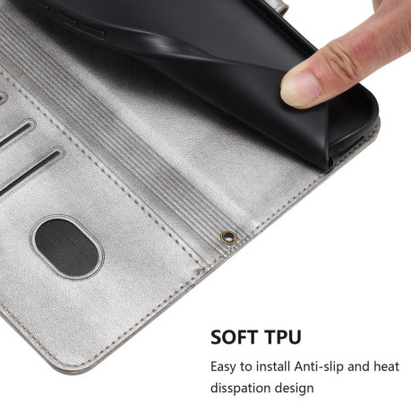 Противоударный чехол Racing Line Splicing Buckle Retro Leather для Realme GT 7 Pro - серый
