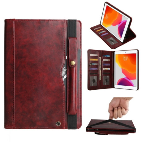 Кожаный чехол-книжка Crazy Horse Texture на iPad 9/8/7 10.2 (2019/2020/2021) - винно-красный