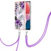 Противоударный чехол Electroplating IMD with Lanyard для Samsung Galaxy A13 4G - Purple Flower