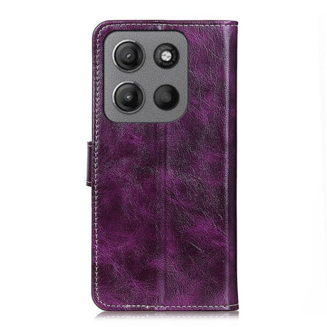 Чехол-книжка Magnetic Retro Crazy Horse Texture на Motorola Moto G15 4G - фиолетовый