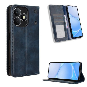 Чехол-книжка Magnetic Buckle Retro Crazy Horse Texture на Realme Note 80 4G — синий