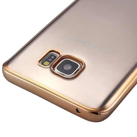 Ультратонкий силиконовый чехол Electroplating Soft на Galaxy S6 Edge Plus - золотой