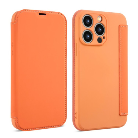 Чехол-книжка Liquid Skin Feel Leather для iPhone 16 Pro Max - оранжевый