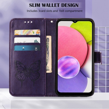 Чехол-книжка Embossed Butterfly для Samsung Galaxy A23 4G / 5G - фиолетовый