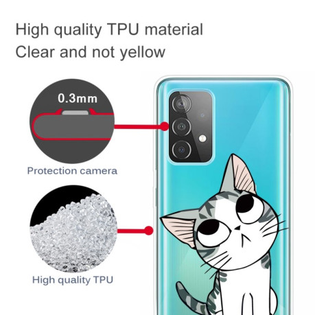 Протиударний чохол Colored Drawing Clear Samsung Galaxy A52/A52s - Tilted Head Cat