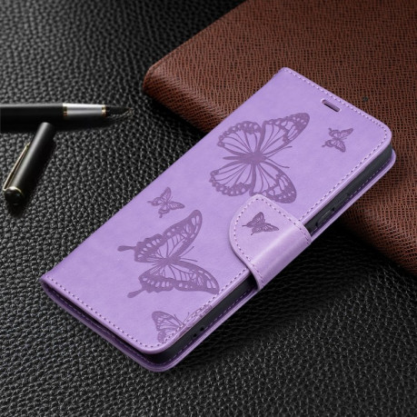 Чехол-книжка Butterflies Pattern  для Xiaomi Mi 11i/Xiaomi Poco F3/Redmi K40/K40 Pro - фиолетовый