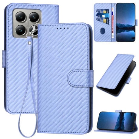Чехол-книжка Carbon Fiber Texture на Xiaomi 15T 5G - фиолетовый