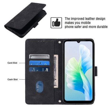 Чехол-книжка Skin-feel Embossed для Vivo S10e 5G / V23e 4G&amp;5G / Y75 4G - черный
