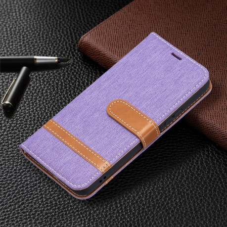 Чехол-книжка Color Matching Denim Texture на Samsung Galaxy S22 5G - фиолетовый