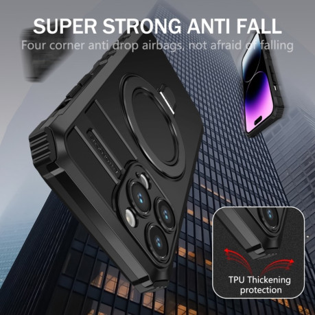 Противоударный чехол MagSafe Magnetic Holder для iPhone 15 Pro Max - черный