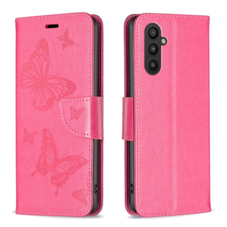 Чехол-книжка Butterflies Pattern для Samsung Galaxy A24 4G - пурпурно-красный