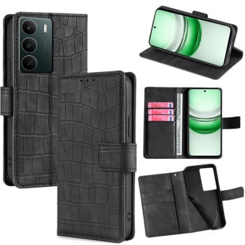 Чохол-книжка з м'яким покриттям Skin Feel, фактура &quot;крокодил&quot; Crocodile Texture на Realme C71 4G - чорний