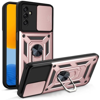 Противоударный чехол Camera Sliding для Samsung Galaxy M52 5G - розовое золото