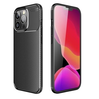 Ударозащитный чехол HMC Carbon Fiber Texture на iPhone 13 Pro Max - черный