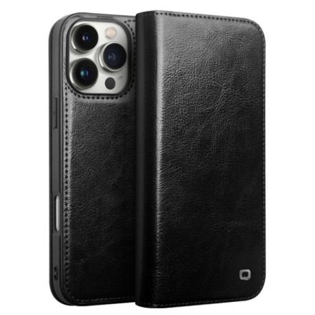Шкіряний чохол-книжка QIALINO Classic Genuine Leather для iPhone 16 Pro - чорний