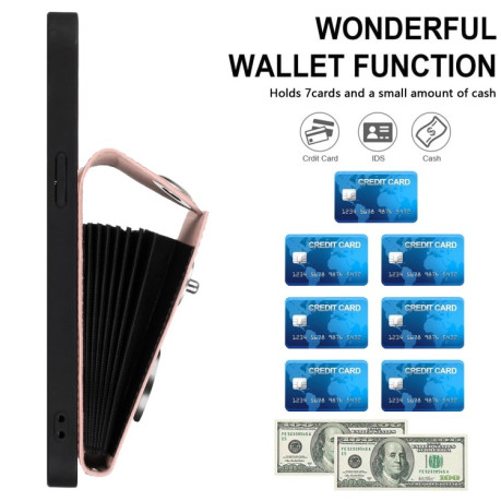 Противоударный чехол Organ Card Bag Ring Holde для Realme GT Neo6 / GT 6T 5G - розовый