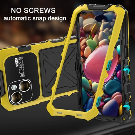 Протиударний металевий чохол R-JUST Dustproof на iPhone 15 Plus - жовтий