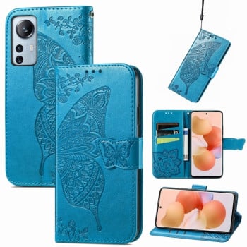 Чехол-книжка Butterfly Love Flower Embossed на Xiaomi 12 Lite - синий