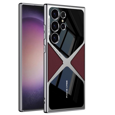Протиударний чохол GKK Leather Electroplating Supersonic Speed Shockproof для Samsung Galaxy S25 Ultra 5G - червоний