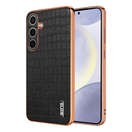 Чохол AZNS Electroplated Frame Crocodile Texture для Samsung Galaxy S25 5G - чорний