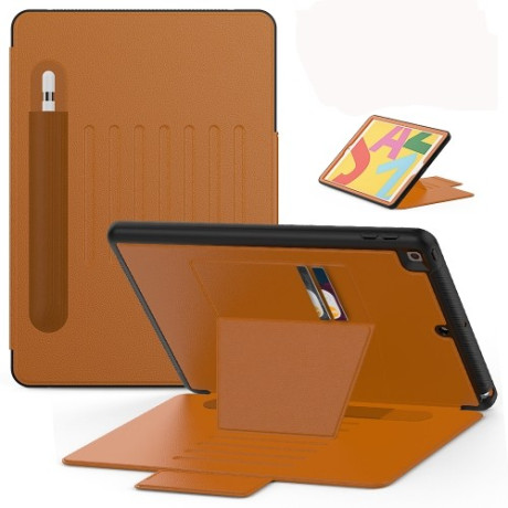 Чехол-книжка Multifunctional Tablet для iPad 9/8/7 10.2 2019/2020/2021 - коричневый