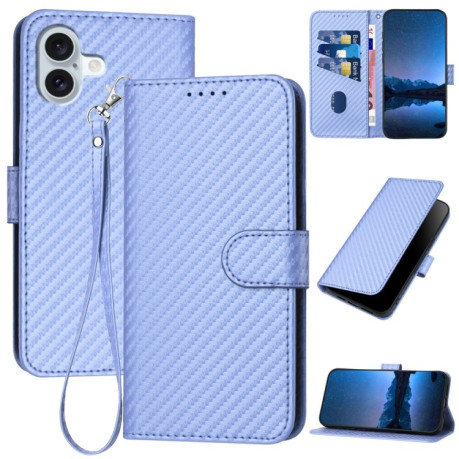 Чохол-книжка Carbon Fiber Texture на iPhone 16 Plus - фіолетовий